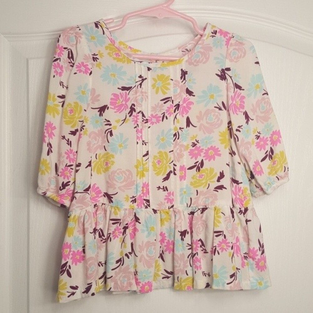 Oshkosh Pink and Blue Floral Ruffle Blouse